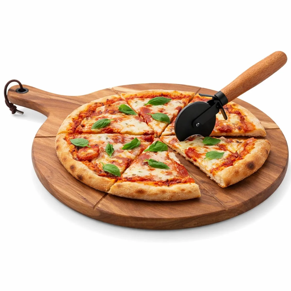 pizzames - met serveerplank - acaciahout von Point-Virgule in Houtkleur – Produktfoto