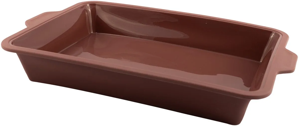 rechthoekige taartvorm uit platinum silicone Vintage Maroon 34x24x6cm van Point-Virgule in Vintage kastanjebruin – productfoto