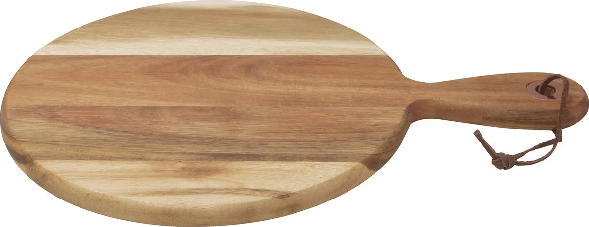 Ronde serveerplank met handvat - Acaciahout - 35x24.5x1.5cm de Point-Virgule en Houtkleur – photo produit