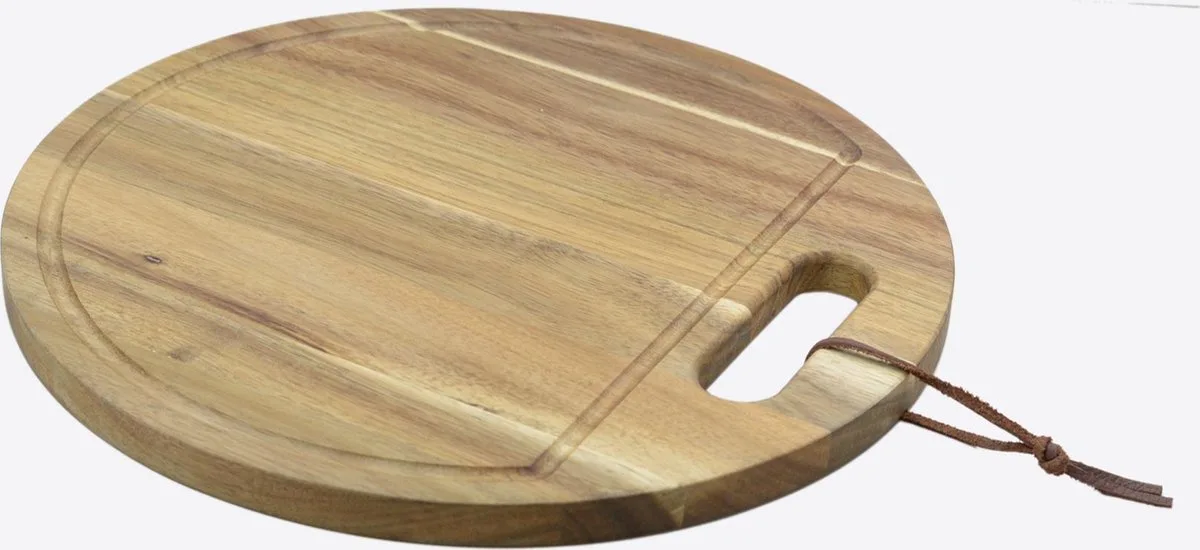 ronde serveerplank met sapgeul - acaciahout - ø 30cm von Point-Virgule in Houtkleur – Produktfoto