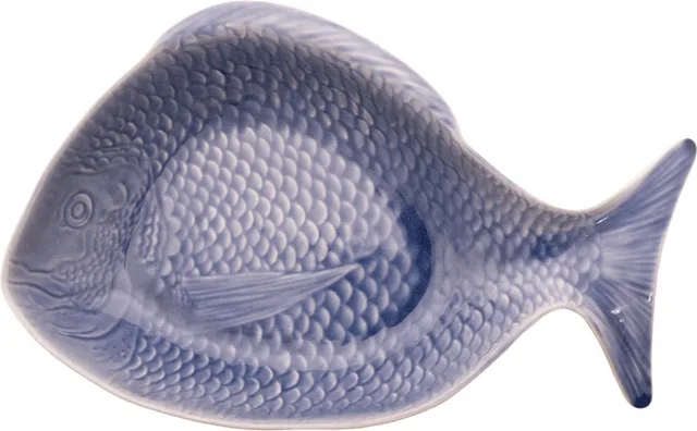 schaal vis aardewerk blauw 45x25cm