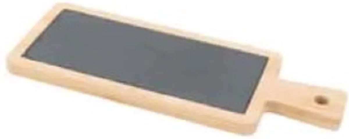 serveerplank uit bamboe en leisteen met handvat 23x9x1cm van Point-Virgule in Bruin, Donkergrijs – productfoto