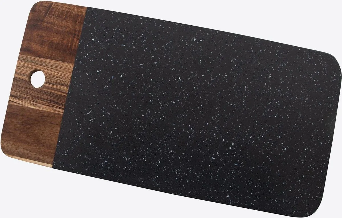 Serveerplank - Voor borrelhapjes - Acaciahout & graniet - 35 x18 x1cm van Point-Virgule in Zwart – productfoto
