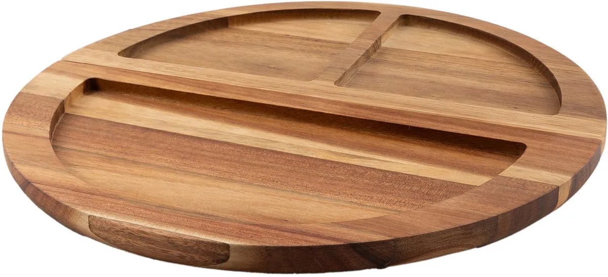 Sharing ronde serveerplank uit acacia met magneten 33x33x2cm van Point-Virgule in Houtkleur – productfoto