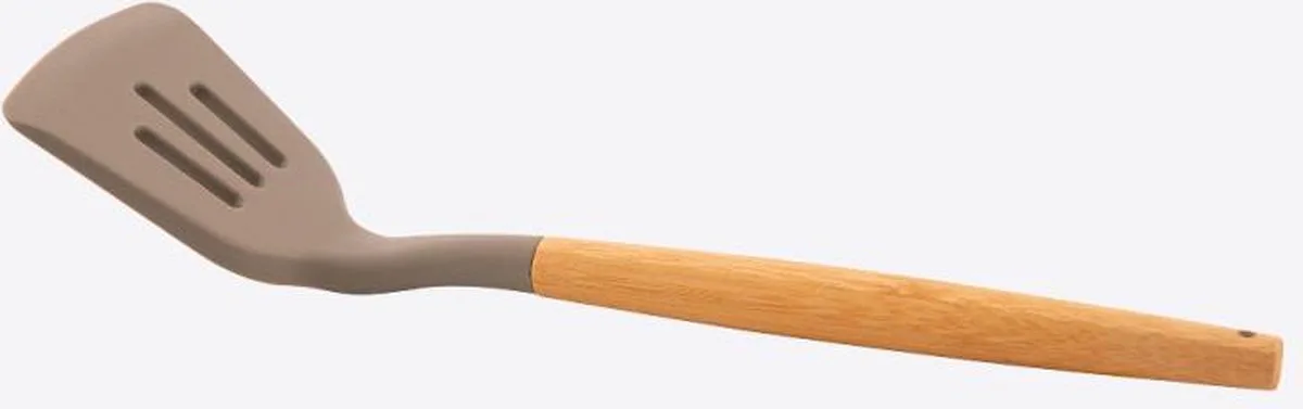 silicone spatel met gaten met bamboe handvat 32cm van Point-Virgule in Taupe – productfoto