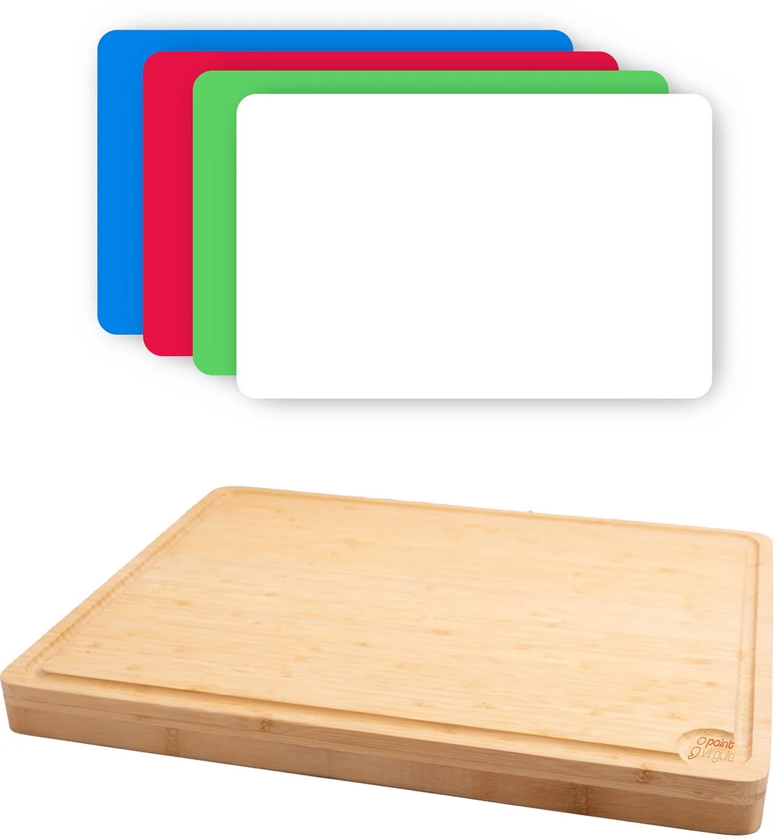 Snijplank - Met 4 inlegplaten - 45x35x4cm von Point-Virgule in Houtkleur – Produktfoto
