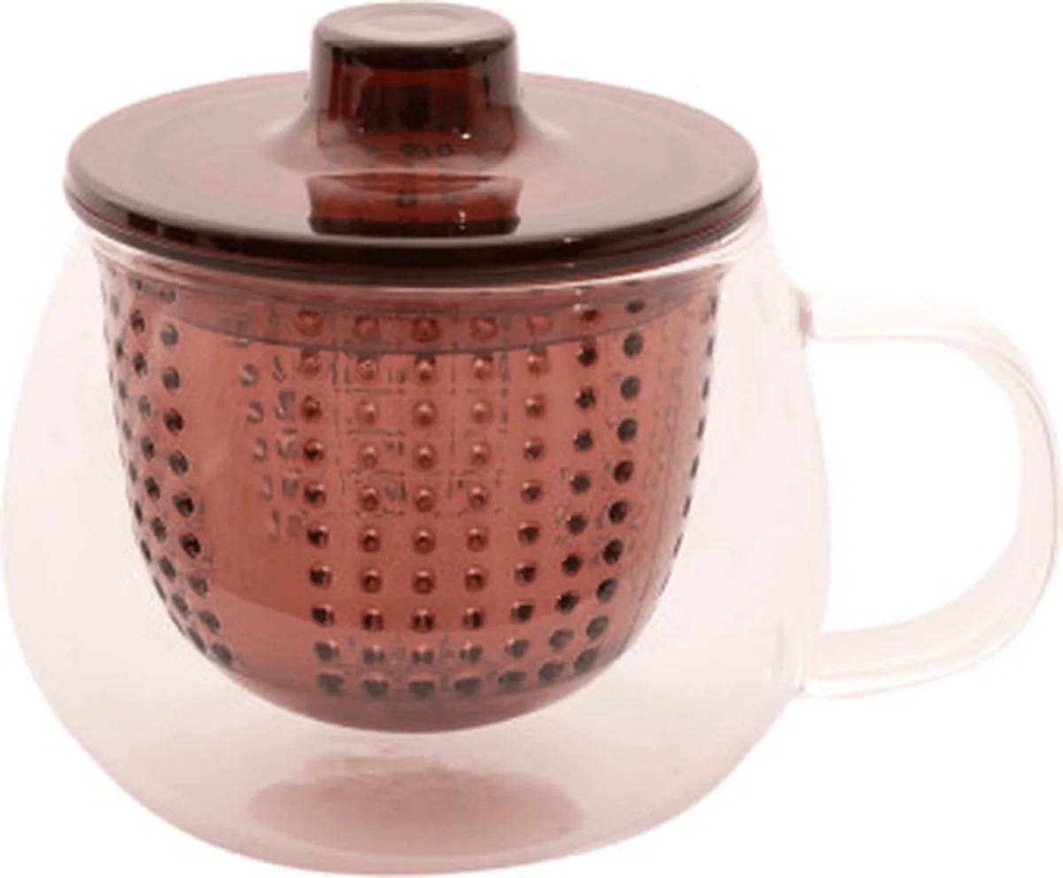 Theemok met filter uit borosilicaatglas en kunststof 300ml van Point-Virgule in Aubergine – productfoto