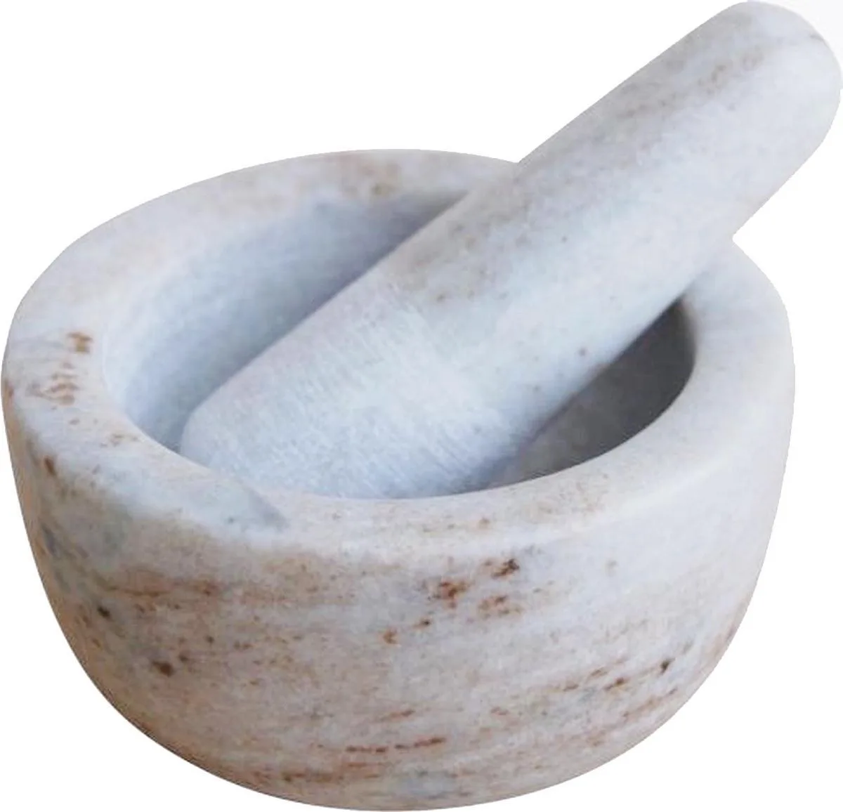 vijzel & stamper - Marmer - Ø 12 cm van Point-Virgule in Wit – productfoto