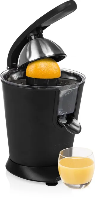 Black Steel Sinaasappelpers 201853 - Elektrische Citruspers - Fruitpers - RVS Perskegel - Instelbaar pulpfilter - 160 Watt von Princess in Schwarz – Produktfoto 1 von 3