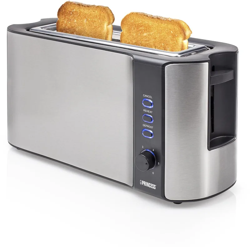 Broodrooster 142353 – Extra lange sleuf – Ontdooi- en verwarmfunctie - 1000W - RVS by Princess in Red – product photo 1 of 3