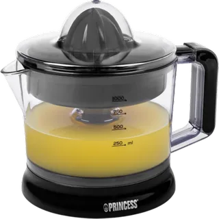 Citruspers 201004 – Elektrische Citruspers – 1 liter - Sinaasappelpers - Fruitpers - Incl. 2 perskegels - Instelbaar pulpfilter von Princess in Schwarz – Produktfoto 2 von 2