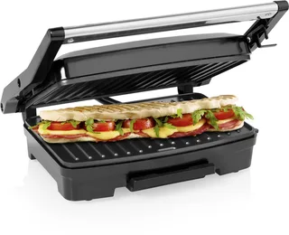 Contactgrill compact 117501 – Tosti apparaat - Panini grill - Grill apparaat - Bakoppervlak van 23 x 15 cm – Vetopvangbak - RVS Design von Princess in Schwarz – Produktfoto 1 von 2
