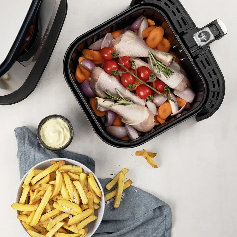 Digitale Airfryer Deluxe XXL 182060 – Heteluchtfriteuse - 5.5 liter - 8 voorgeprogrammeerde programma’s - Inclusief airfryer mandje von Princess in Rvs – Produktfoto 2 von 2
