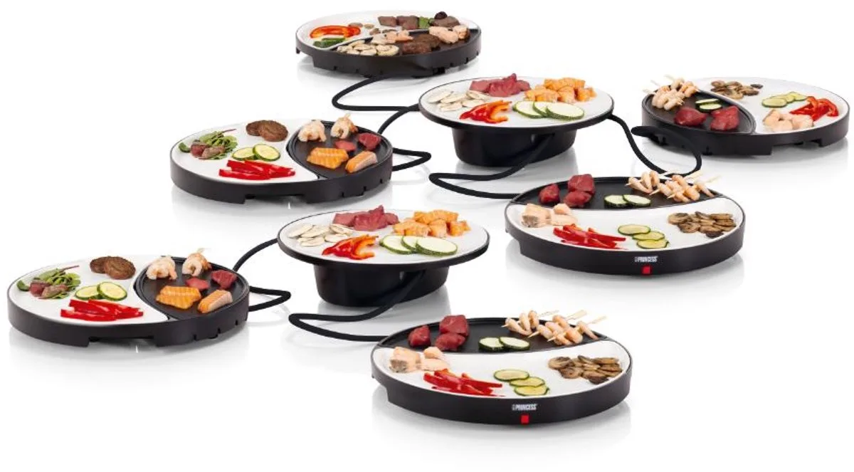 Dinner4All 6 Personen - 103080 & 103082 Gourmetstel - Grill & Bakplaat - Extra lang 2 meter snoer - Vaatwasserbestendig - PFAS-vrij de Princess en Noir – photo produit