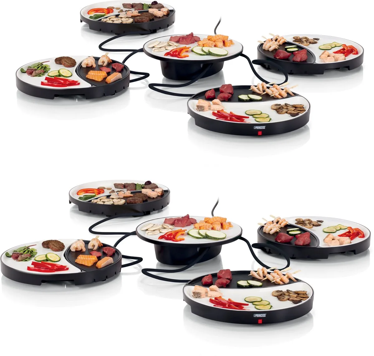 Dinner4All - 8 Personen - Gourmetstel - Grill & Bakplaat - Extra lang 2 meter snoer - Vaatwasserbestendig - PFAS-vrij van Princess in Zwart – productfoto