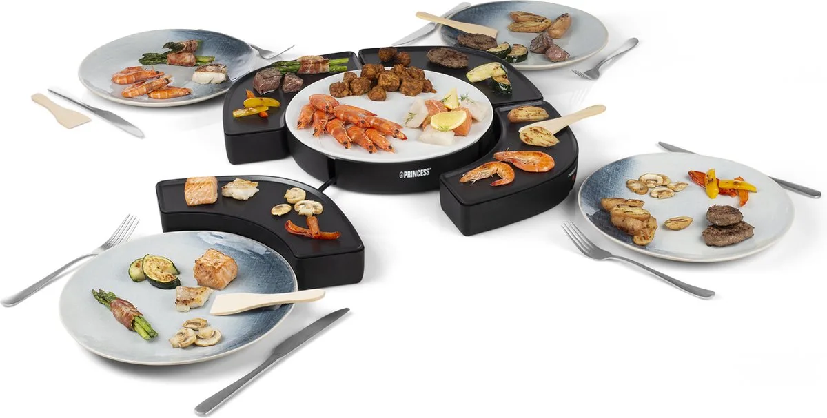 Dinner4All Circle 103070 - Gourmetstel - Grill & Bakplaat - 4 Personen - Extra lang 2 meter snoer van Princess in Zwart – productfoto