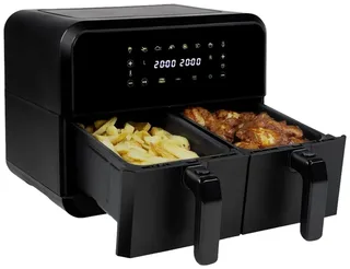 Double Basket Airfryer 182068 - Dubbele Airfryer - 8 liter - 2 manden - XXL - 8 programma’s - 2400W - Dubbele heteluchtfriteuse - Touchscreen - 80 °C tot 220°C - Sync functie fra Princess i Sort – produktbillede 2 af 2