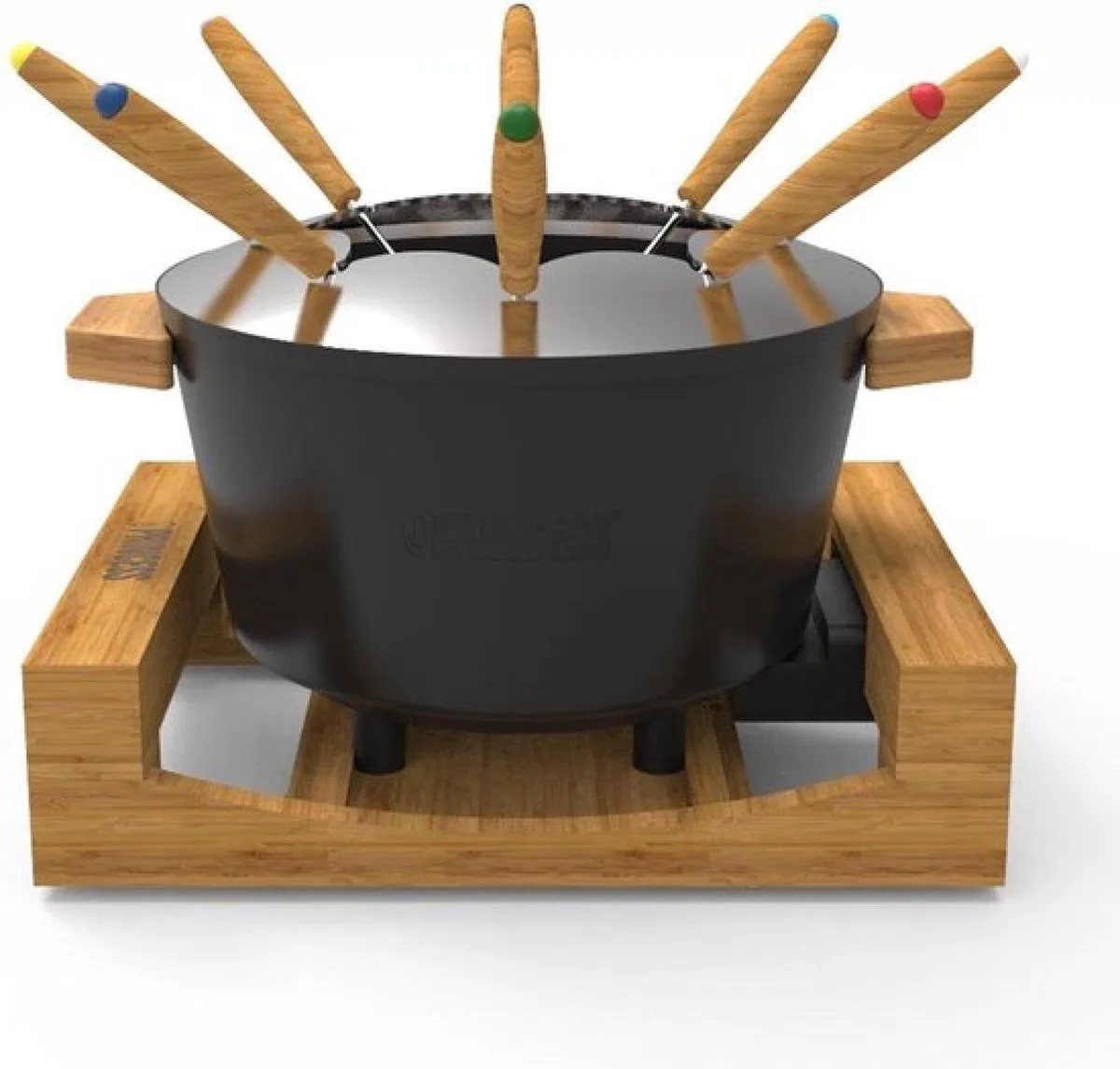 Fonduepan 173025 – Elektrische fondueset - 8 personen - Geschikt voor kaas, olie, chocolade en bouillon - 2 meter snoer - Regelbare thermostaat - 1.5 liter van Princess in Bamboe – productfoto