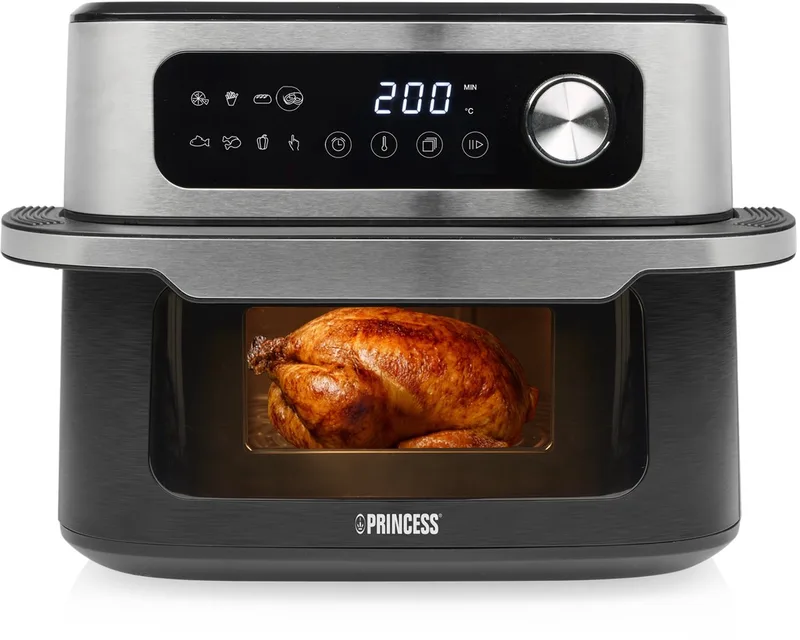 Heteluchtfriteuse - MaxiCrisp Digital Airfryer 10L - 182262 - 1700W - 8 Bakprogramma's - PFAS-Vrij - Geschikt voor Pizza - Extra groot by Princess in Black – product photo