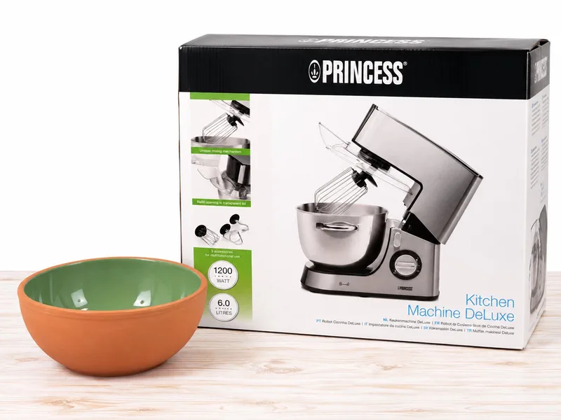 Kitchen Machine DeLuxe – Keukenmachine 1200W – 6 Liter – Inclusief Keramische Schaal – Bakpakket fra Princess – produktbillede