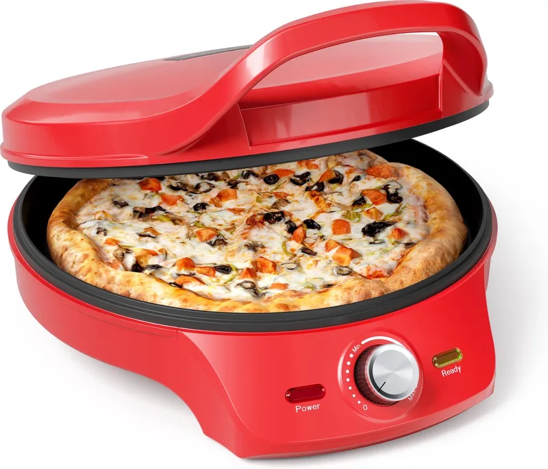 Pizza maker 115007 - Pizzaoven - Regelbare thermostaat tot 220C - Ø30cm - ook te gebruiken als tafelgrill - voor verse en diepvriespizza's van Princess in Rood – productfoto 1 van 3