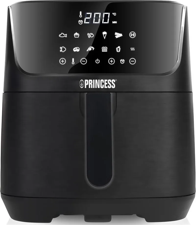 Princess 182061 Airfryer XXL 6,5L - Digitale Heteluchtfriteuse met Uitneembare Scheidingswand - 1800 watt - 12 programma's - Digitale timer - Temperatuurbereik 80-200 °C - BPA- en PFOA-vrij by Princess in Black – product photo