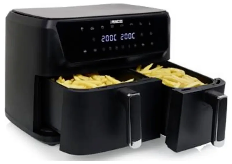 Princess 182470 Dubbele Airfryer - 6,5L + 4,5L inhoud - 2700 W - XXL - 11 liter - 8 programma's - Dubbele heteluchtfriteuse - Digitaal bedieningspaneel - 80 tot 200 Graden de Princess en Noir – photo produit 2 sur 2