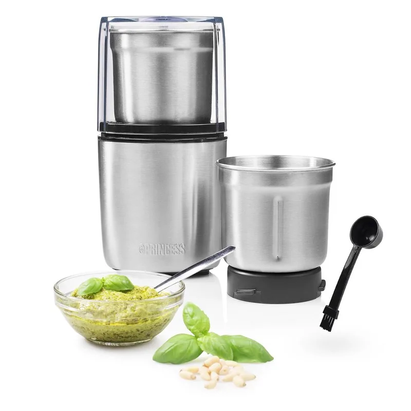 Princess 221040 Multi Hakmolen – Food chopper - Roestvrij Staal - 300ml - 200W - 2 afneembare bekers met 2 messensets - nat en droog gebruik von Princess in Princess 221040 Multichopper & G – Produktfoto 1 von 3