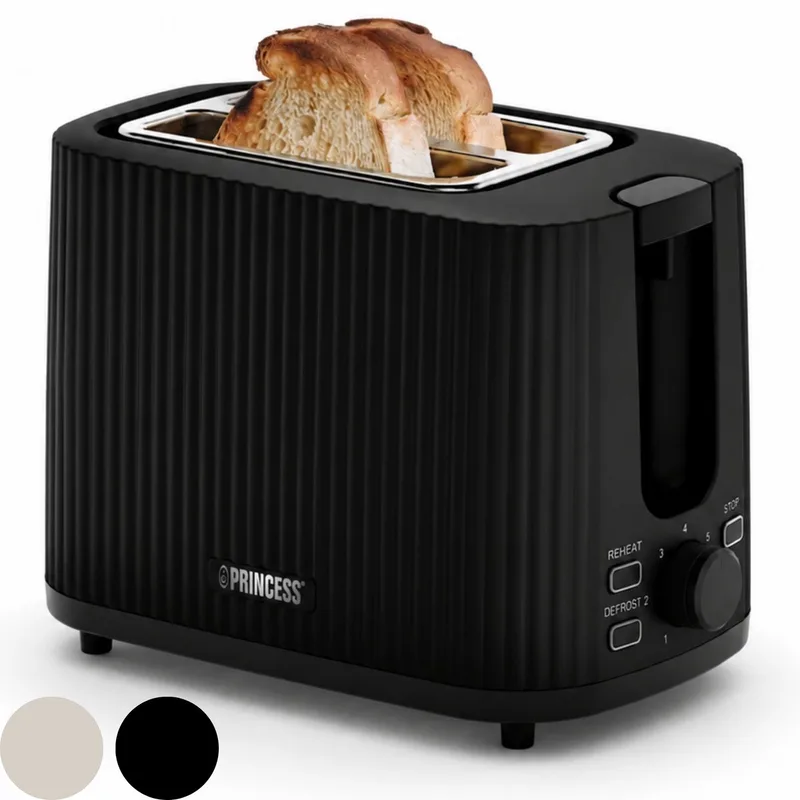 Retro Broodrooster - Wave 142358 - Compact - 7 Instelbare standen - Uitneembare Kruimellade - 930 Watt by Princess in Black – product photo