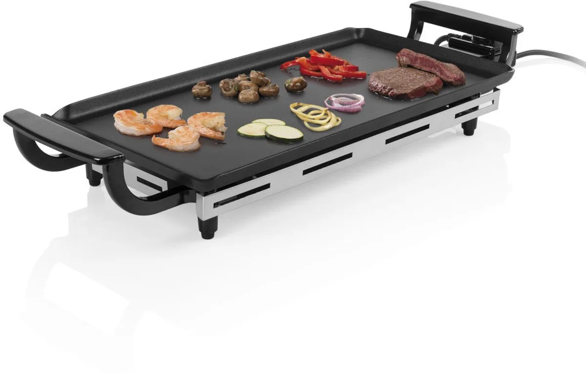 Table Chef Bakplaat 102209 - Gourmet - Grillplaat - Tafelgrill - 43x23cm - 6 personen - Regelbare thermostaat - 1800 Watt - Teppanyaki - Voor binnen en buiten fra Princess i Sort – produktbillede