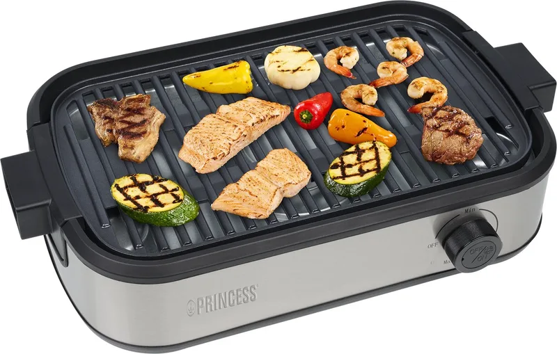 Table Chef Purify - 103215 - Tafel BBQ - 35 x 21 cm - Tafelgrill en Barbecue met Luchtfiltersysteem - Ingebouwde Afzuiging - Tot 260 Graden - PFAS Vrij -1800 W by Princess in Black – product photo 1 of 2