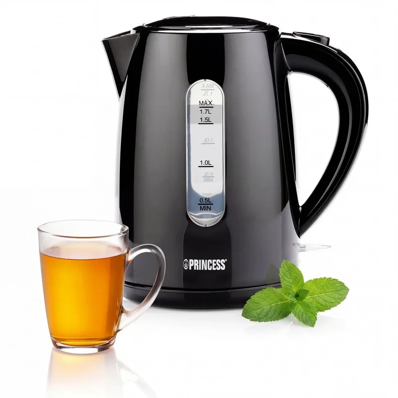 Waterkoker 236017 - 1.7 Liter - 360° draaibaar - 2200W - Waterniveau indicator - Kalkfilter by Princess in Black – product photo