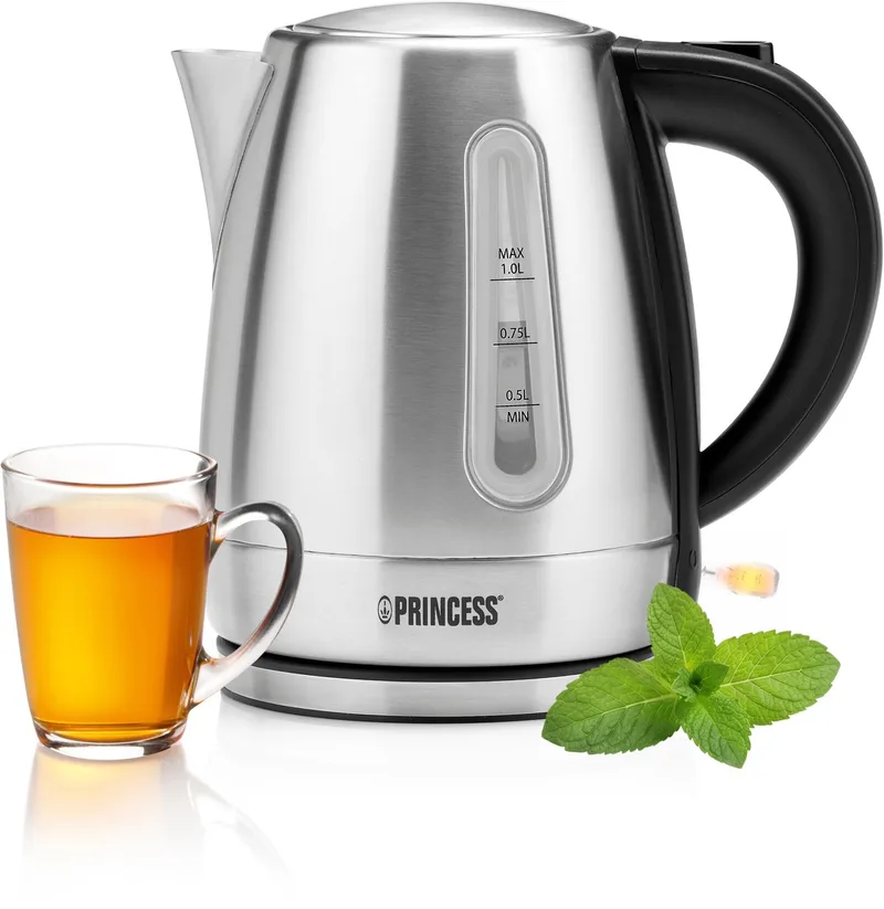 Waterkoker 236023 – 1 Liter – 360° draaibaar - 2200W – Waterniveau indicator - Kalkfilter de Princess en Rvs – photo produit 1 sur 3