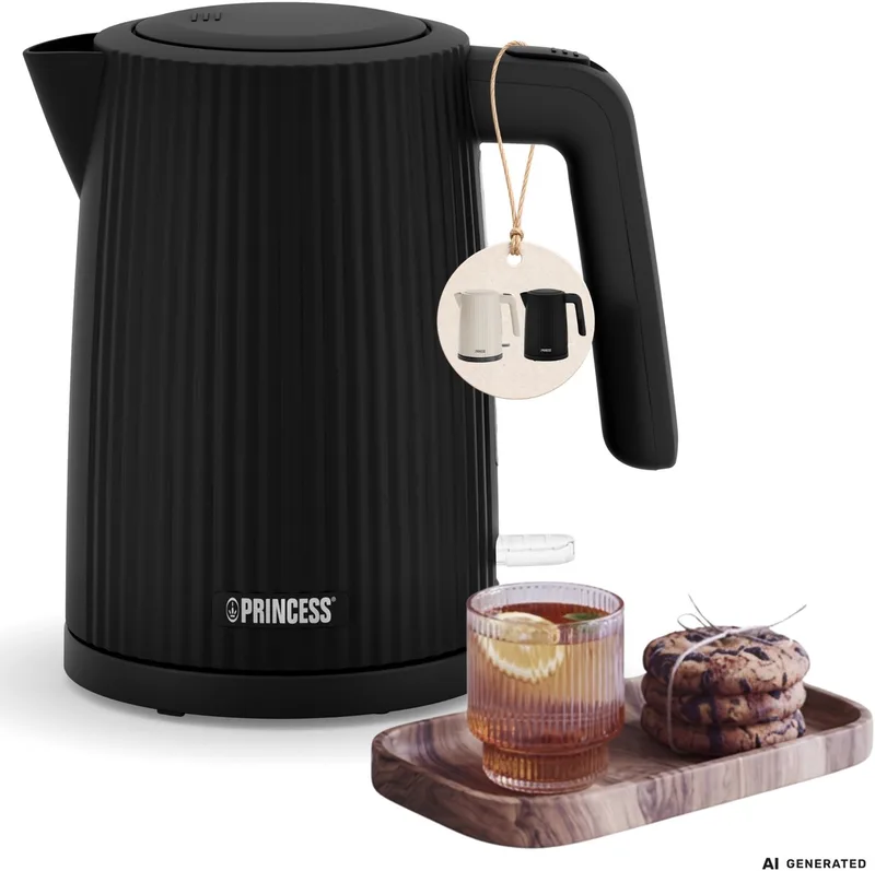 Waterkoker Wave 236058 - Retro - 1.7 liter - BPA-vrij - Waterniveau indicator - 2200W by Princess in Black – product photo
