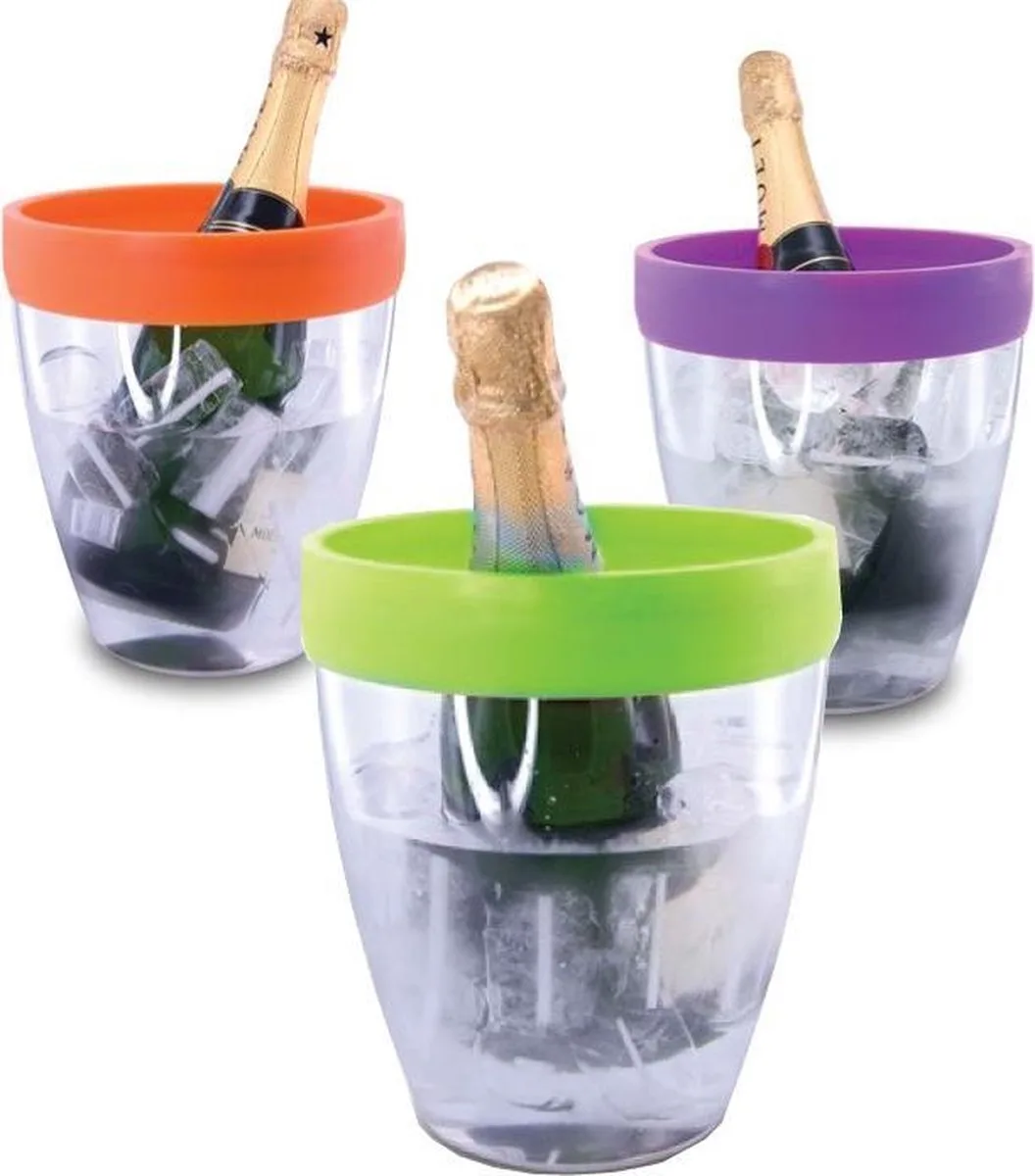 ICE BUCKET Silicone transparant + paarse rand van Pulltex in Transparant met paars – productfoto