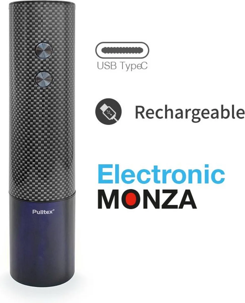Monza Elektrische kurkentrekker oplaadbaar van Pulltex in Carbon – productfoto