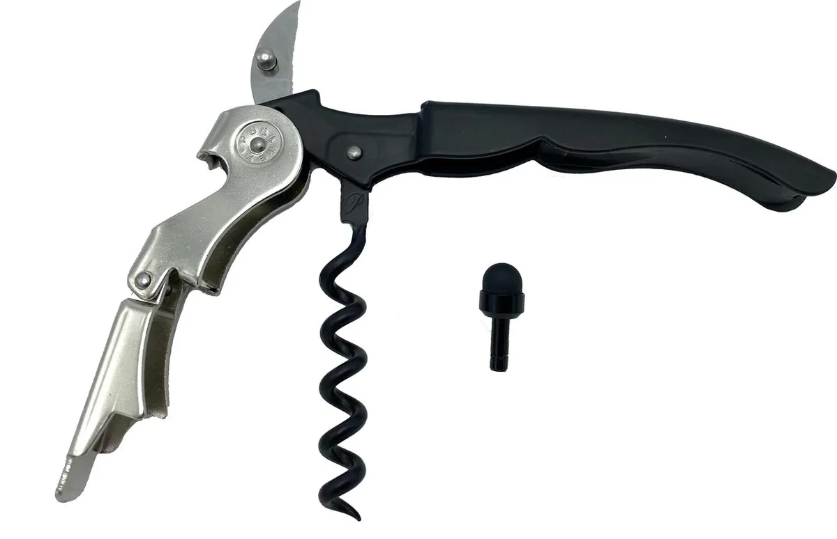 Sommeliermes en kurkentrekker hybrid ClickCut - Blister 2 stuks van Pulltex in Zwart – productfoto