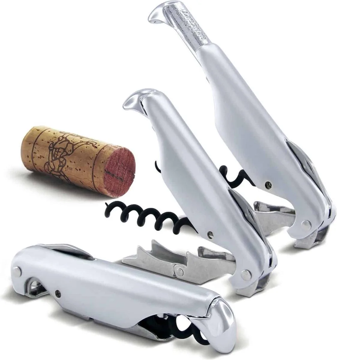 X-tens kurkentrekker opener sommeliermes 2 traps de Pulltex en Argent – photo produit