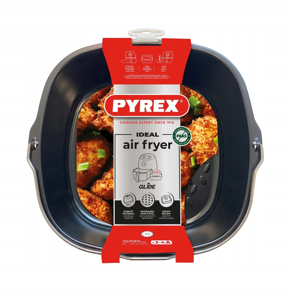 Airfryer ovenschaal metaal vierkant 22x21x7,5cm 1,9L. van Pyrex in Grijs – productfoto