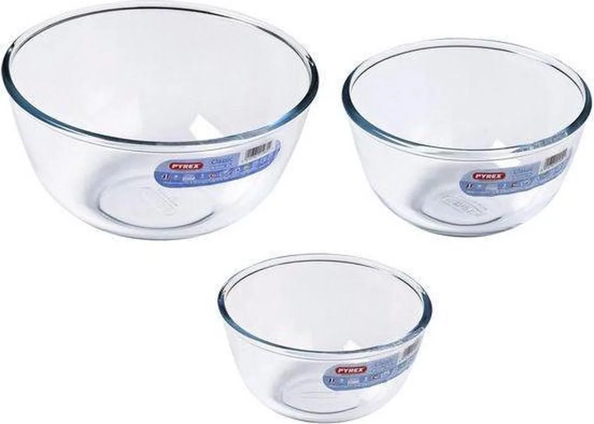 Classic Prepware Mengkom - Borosilicaatglas - Set van 3 Stuks - 0,5 L / 1 L / 2 L von Pyrex in Transparent – Produktfoto