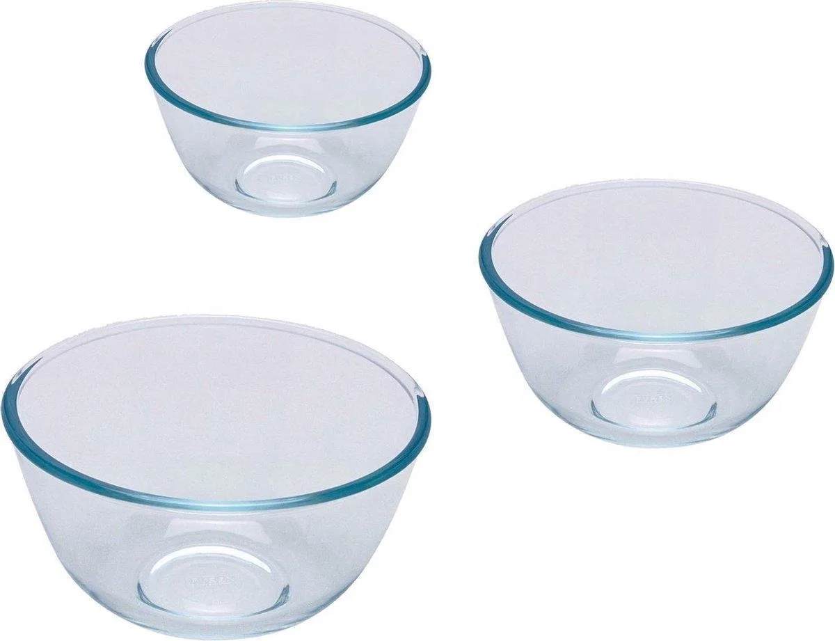 Classic Prepware - Mengkom - Set van 3 Stuks van Pyrex in Transparant – productfoto