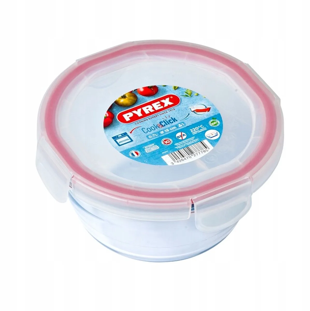 COOK&CLICK Pyrex 0,7 L Hittebestendige, luchtdichte glazen bewaardoos met afdichting från Pyrex i Transparente – produktbild