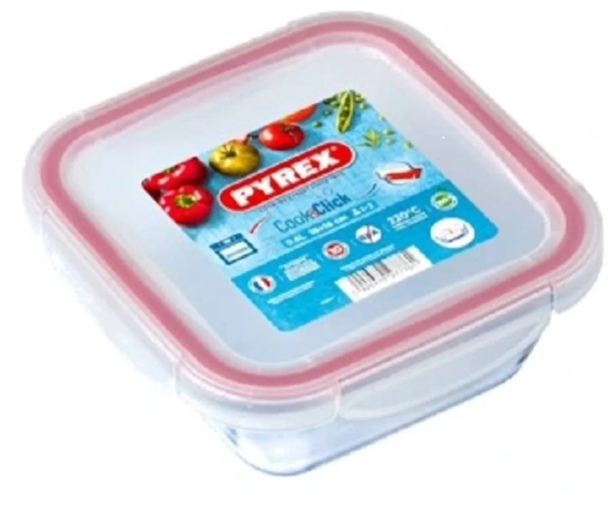COOK&CLICK Pyrex 0,8 L Hittebestendige, luchtdichte glazen bewaardoos met afdichting fra Pyrex i Transparente – produktbillede
