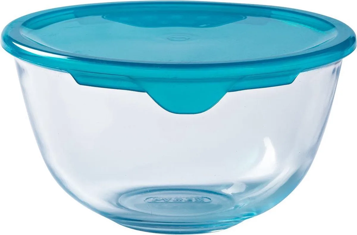 Cook & Enjoy Mengkom met Deksel 1,1 liter - Transparant - Borosilicaatglas - Polypropyleen van Pyrex in Blauw – productfoto
