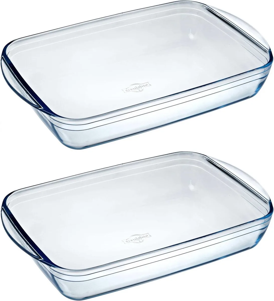 Cosy & Trendy rechthoekige glazen ovenschaal 3,6 liter - Set van 2x stuks - 39 x 24 x 6 cm - Ovenschotel schalen - Bakvorm de Pyrex en Transparent – photo produit