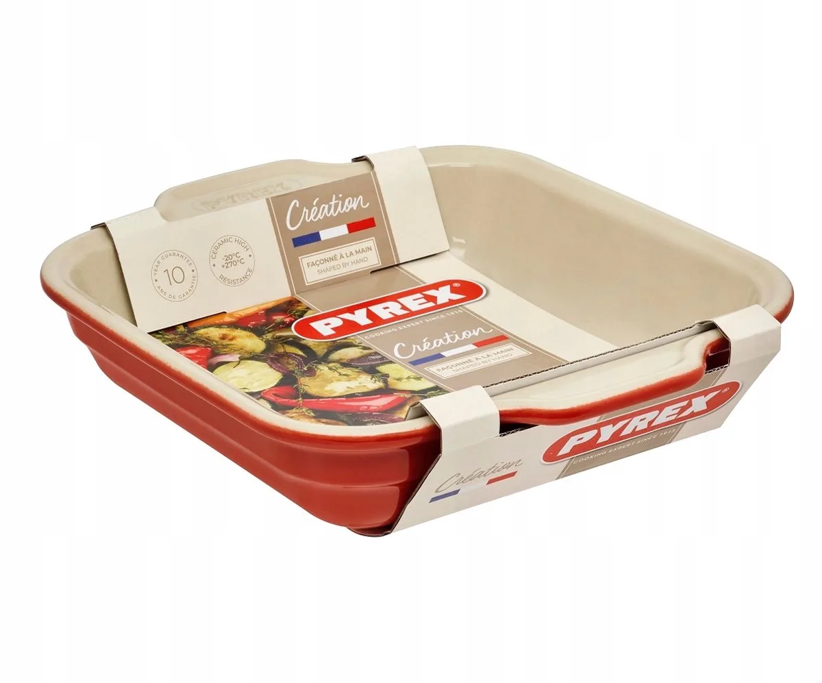 Creation Keramische Ovenschaal 27x23 cm Vierkant de Pyrex en Rouge – photo produit