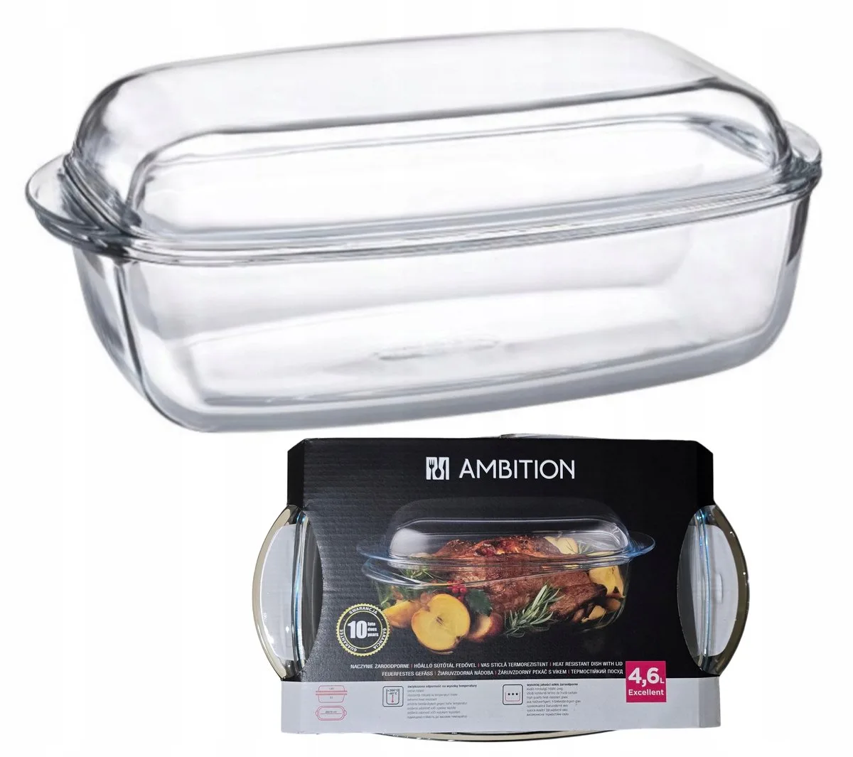 Excellence Ovenschaal met Deksel 4.6L - Oven, Magnetron & Vriesbestendig van Pyrex in Transparant – productfoto