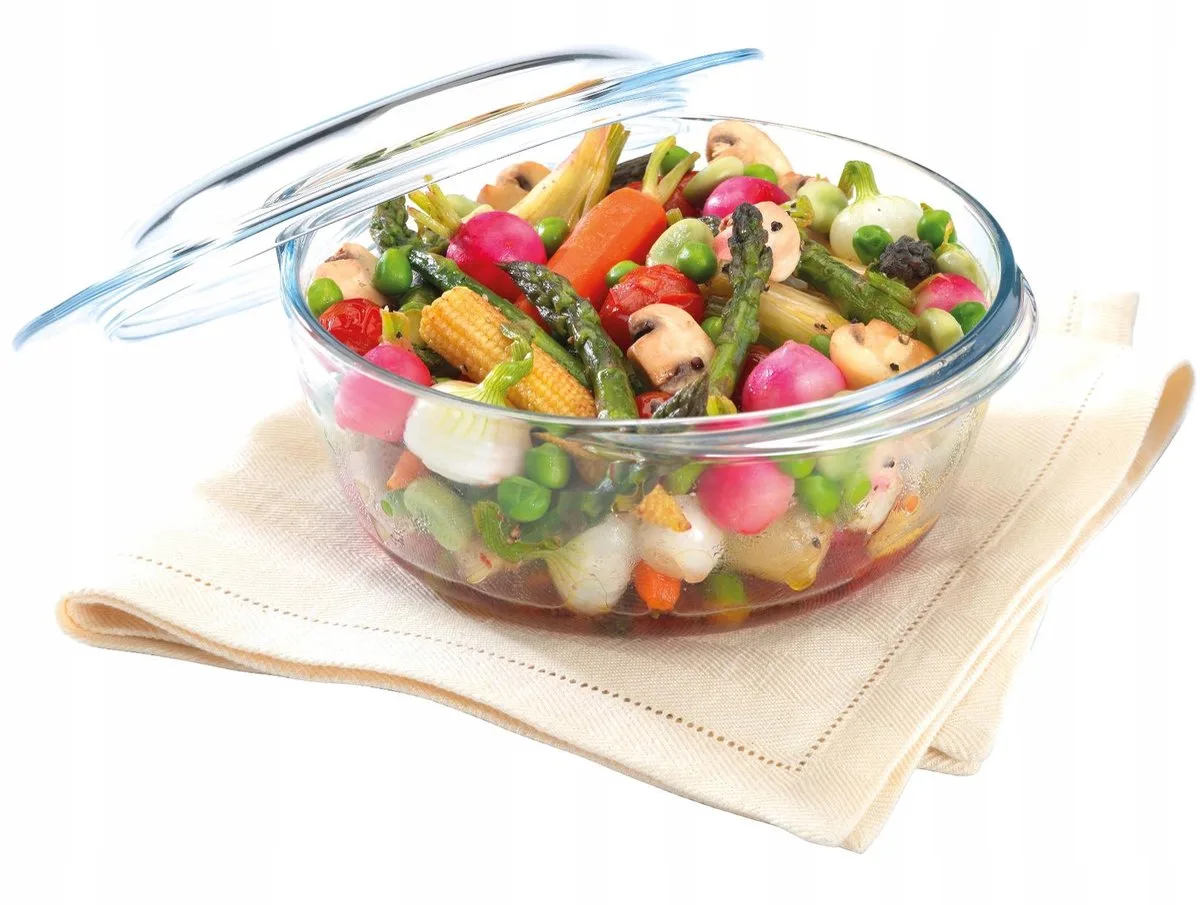 Glazen Ovenschaal Rond 3L met Deksel van Pyrex in Transparant – productfoto