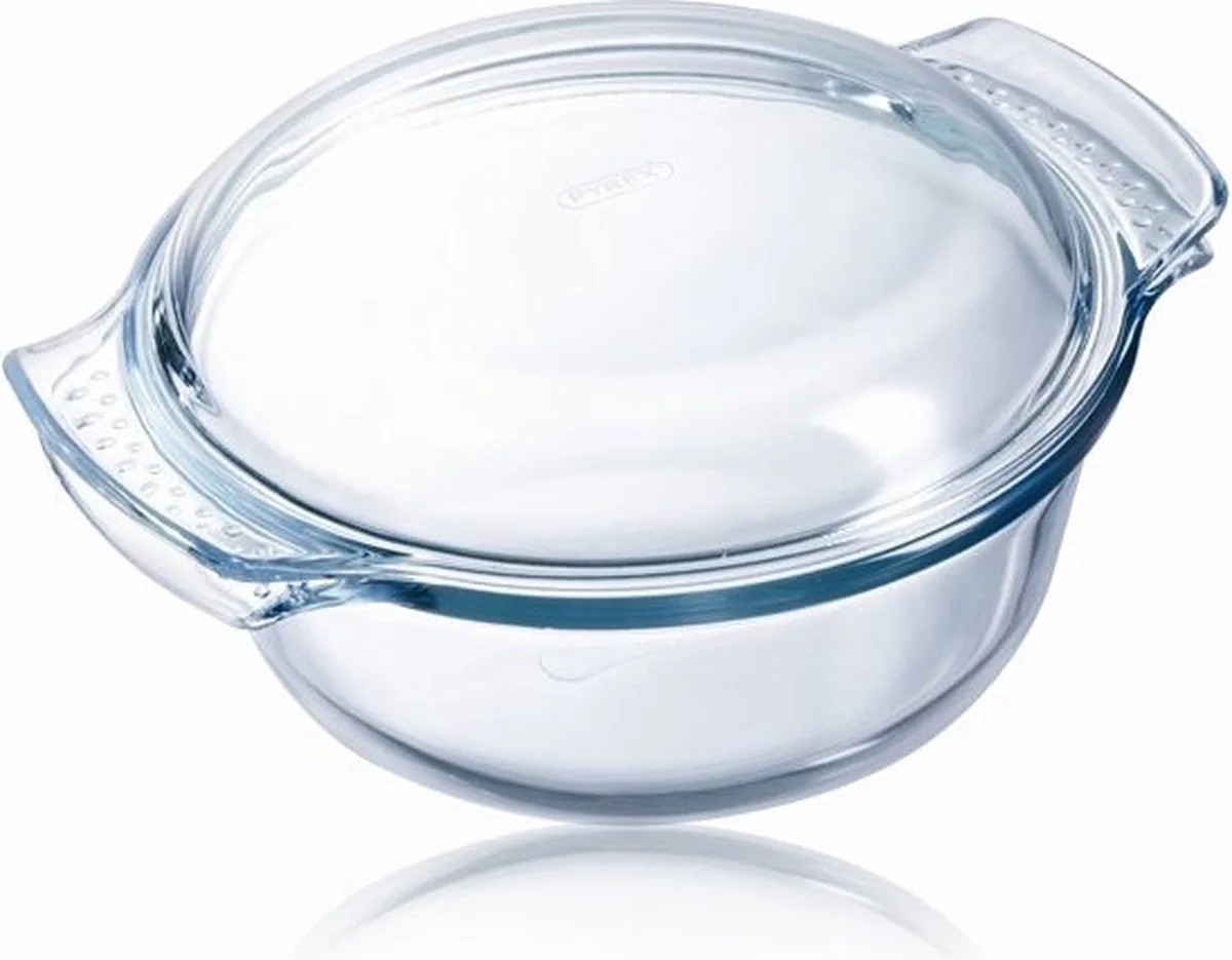 Glazen Ovenschaal Rond met Deksel 1.3L by Pyrex in Transparent – product photo