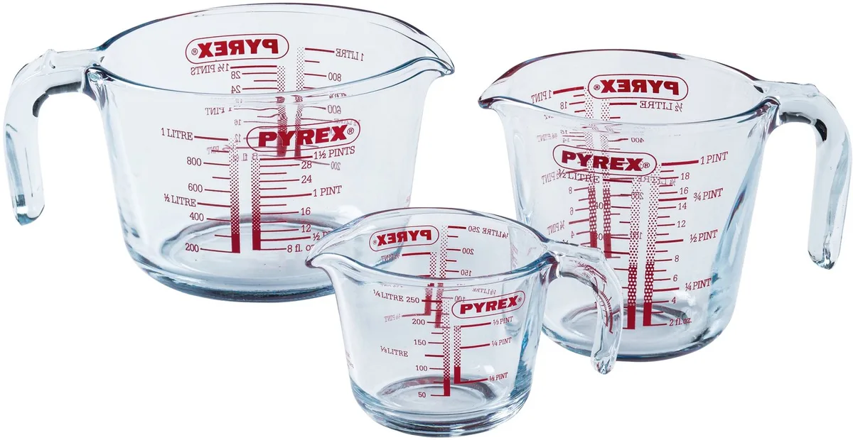 Maatbeker, Set van 3 Stuks van Pyrex in Transparant – productfoto